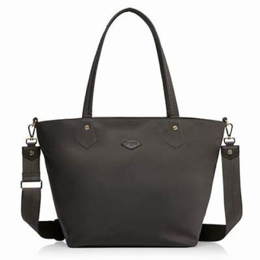 MZ WALLACE Soho Travel Medium Nylon Tote Gray Golden Lining
